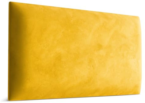 Muralo - Samt Wandkissen Stoff Polster-Paneel für Schlafzimmer Wohnzimmer Bett Wandpolster Bettkopfteil Lendekissen Modern Luxus Gepolstert Magic Velvet (Gelb, 60 cm x 30 cm)
