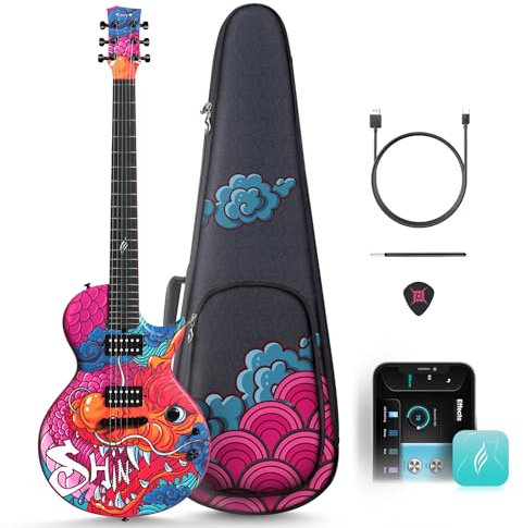 Enya Shinichi Kobayashi Signature Loong Nova Go Sonic Carbon Fiber Electric Guitar with 10W Wireless Speaker, Built-in Presets, Charging Cable