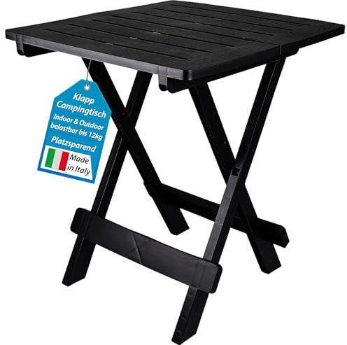 My-goodbuy24 Gartentisch Beistelltisch klein leicht Klappbar Kunststoff Balkon Garten Terrasse Tisch Balkontisch Klapptisch Outdoor - 45 x 43,5 x 50,3cm (Schwarz)