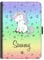 Personalised Initial Universal Case For Amazon and Kindle Tablets, Fire HD 7, 8, 10, Paperwhite, Rainbow Unicorn with Custom Black Text, 360 Swivel Leather Side Flip Wallet Folio Cover