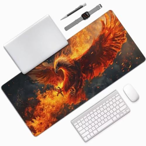 Feuervogel Mauspad XXL Mauspad 800x400 mm Schreibtischunterlage, Wasserdicht Mauspad Phönix Mousepad XXL, Gaming Mauspad Groß Verbessert Präzision und Geschwindigkeit, Gaming Zubehör Zimmer Deko-MU624