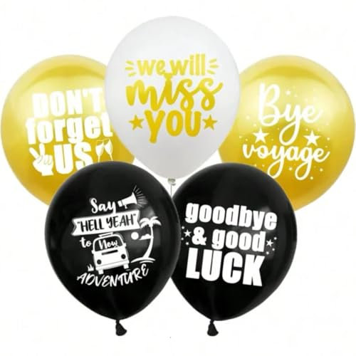 DIWULI Miss you Ballon-Set - Latex-Ballons Abschied Goodbye Luck Luftballons, Abschiedsparty Dekoration Party Gold Schwarz