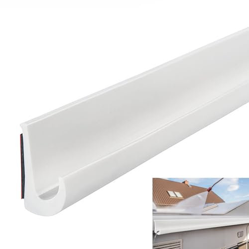 Inscrip Grondaie per camper, grondaia, grondaia, a forma di J, in PVC a forma di J, per auto, camion, camper, barca, auto, furgone, porta (bianco, 300 cm)