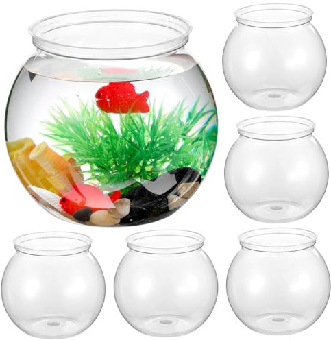 WOONEKY 6pcs Round Fish Bowls Small Fish Tanks Portable Desk Aquarium for Home Office