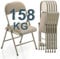 BULAGE Klappstuhl Gepolstert Klappstühle 6er Set Gartenstuhl Klappbar Wasserdicht Klappstuhl für Küche Esszimmer Camping, Metall Klappstuhl bis 158 KG Stapelstühle, Khaki Klappsessel