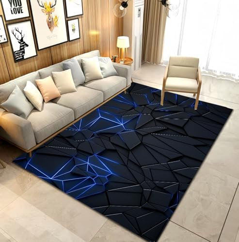 Tapis Gamer Chambre Ado Garçon Enfants Adulte Vision Géométrique Colorée Imprimé 3D Tapis de Chaise Gaming Salon Tapis Gaming sol Boy Ado Antidérapant Lavable Tapis Jeux Enfant,80x120 cm,Color2