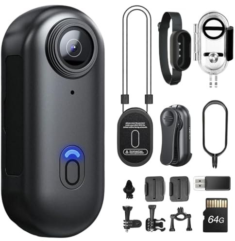H88 4K Körperkameras mit Audio- und Videonachzeichnung - wasserdichter 4K-Körperkamera, magnetisch und mit 360°-Klammer, 120-Minuten-Batterie fürs Radfahren, Spazierengehen mit Tieren (4K-64G)