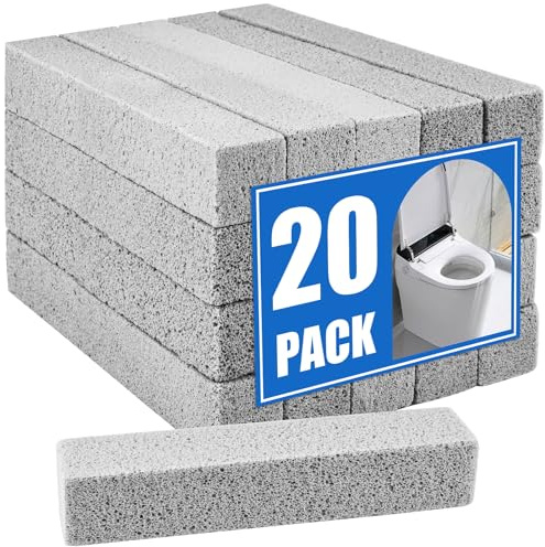 KKEETUR 20 Pack Pumice Stone Toilet Bowl Cleaner, Pumice Stone for Cleaning Stick Hard Water Rings, Calcium Buildup & Stains, Safe for Bathroom, Sink, Tub, Grill, Oven, Pool Tile (Small Size)