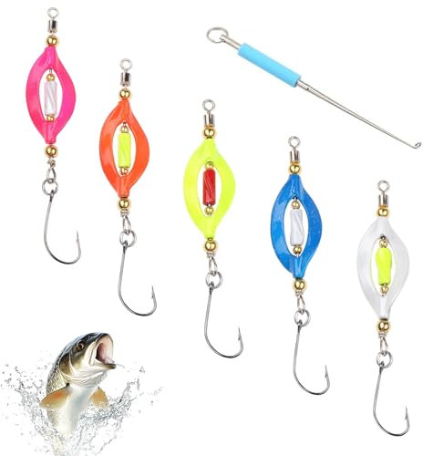 BEELUKY 5 Stück Forellen Köder UV-Aktiv 3g - Forellenköder mit Fishing Hakenlöser und Box | Spoons Forelle für Forellen Angeln, Lieblingsköder Einzelhaken