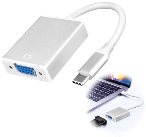 VGA to USB C Adapter Thunderbolt 3/4 to VGA Converter Type C Male to Female Cable Converter Compatible with Monitor Projector iPhone 17 16 15 Pro/Max iPad Pro MacBook Air 2023 XPS Dell Surface Book 3