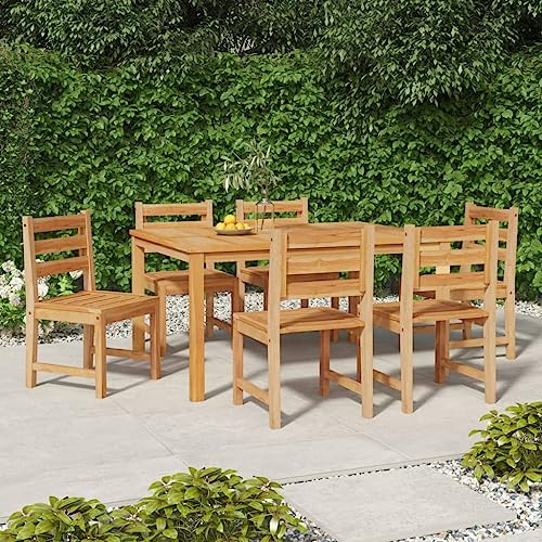 IBUQDDV Gartenstühle 6 STK. Massivholz Teak Outdoor Sitzgruppe Bequeme Rückenlehne Witterungsbeständige Terrassenmöbel Robuster Holzrahmen