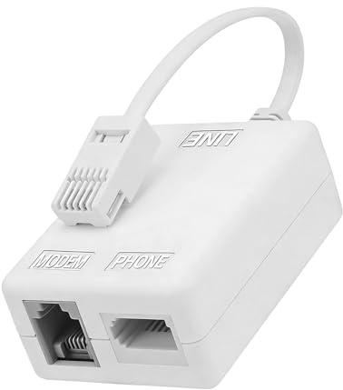 ADSL Filter BT Telephone Splitters with Cable and RJ11 Connection Adapter, ADSL Microfilter BT Plug/Socket Internet and Telephone Socket Splitter Cable for Landline Modem Router Wifi Plug Telephone Wh