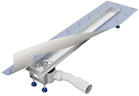 Grundkörper-SET für Duschrinne 100 cm AQUABAD® SDS Pro aus Edelstahl inkl. Haarsieb/Ablauf waagerecht - Abgang seitlich (Ohne Abdeckung - separat erhältlich)