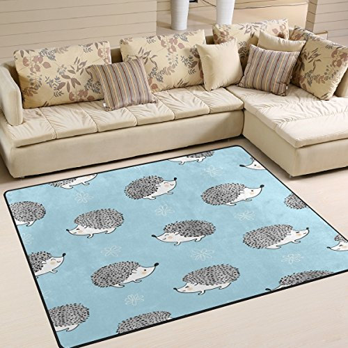 Domoko Cute Watercolor Igel Druckbereich Teppich Teppiche Matte f¨¹r Wohnzimmer Schlafzimmer, Textil, Mehrfarbig, 203cm x 147.3cm(7 x 5 feet)