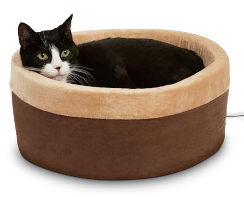 K&H PET PRODUCTS Thermo-Kitty Katzenbett, beheizbar, klein, 40,6 cm, Mokka/Hellbraun