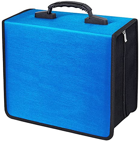 Siveit CD/DVD Binder - 400 Capacity CD/DVD Wallet Storage Booklet Album Box (White, Blue)
