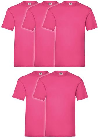 Fruit of the Loom 5 camisetas Valueweight 100% algodón, fucsia, XL