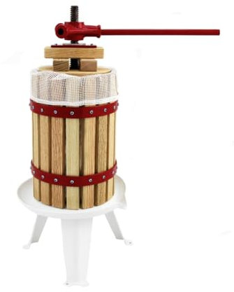 KUKOO 6 Liter Obstpresse Saftpresse Weinpresse Maischepresse Beerenpresse Fruchtpresse Obstmühle Entsafter Spindelpresse mit 3 Gratis Pressbeutel