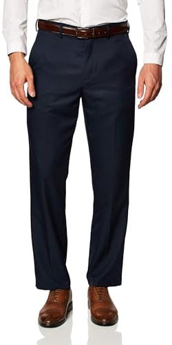 Amazon Essentials Pantalon de Costume à Taille Extensible Coupe Classique sans Pinces Homme, Bleu Marine, 33W / 32L