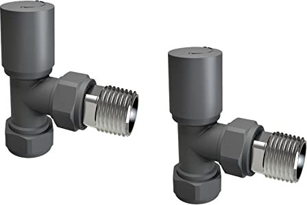 1/2 x 15mm Designer Radiator Angled Valve Manual Anthracite Finish Brass Radiator Valves