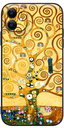 Berkin Arts Kompatible iPhone 11 Hülle Silikon Cover mit Displayschutzfolie Khaki ästhetisches schickes Blühen (Gustav Klimt-Baum des Lebens)