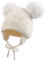XIAOHAWANG Baby Mädchen Mütze Strickmütze Winter Hut Warme Wintermütze Doppelpompon für Unisex Baby (6-24 Monate, Weiß)