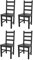 t m c s Tommychairs - 4er Set Stühle Rustica für Küche und Esszimmer, robuste Struktur aus lackiertem Buchenholz in Anilinfabre Schwarz und Sitzfläche aus Holz