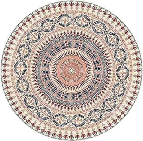 ZOYIEP Teppich Rund Mandala Teppiche, Boho Runde Teppiche, Abwaschbar Baumwollteppich Rund Badteppich für Wohnzimmer Schlafzimmer Dekor (Stil B,80cm)