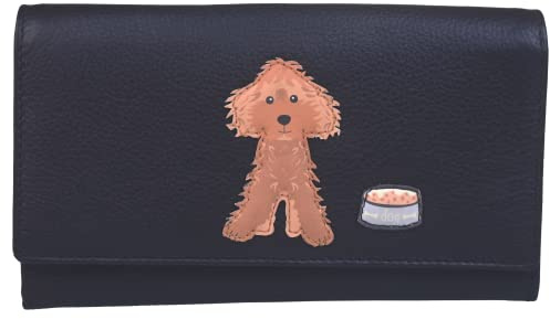 Bertie Cockapoo Dog Damen-Geldbörse aus weichem Leder von Mala, Schwarz , Einheitsgröße, Zeitgenössisch