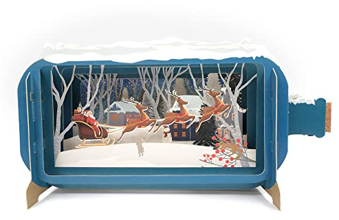 Message In A Bottle Santa's Magical Sleigh Pop Up Christmas Card By Alljoy Cards XMIB064