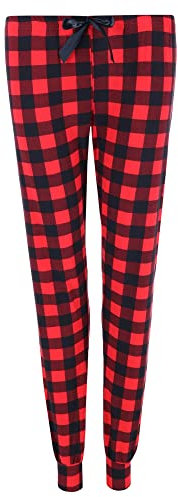 Roll Outta Bed Damen Buffalo Plaid Jogger Lounge Hose, rot, 38