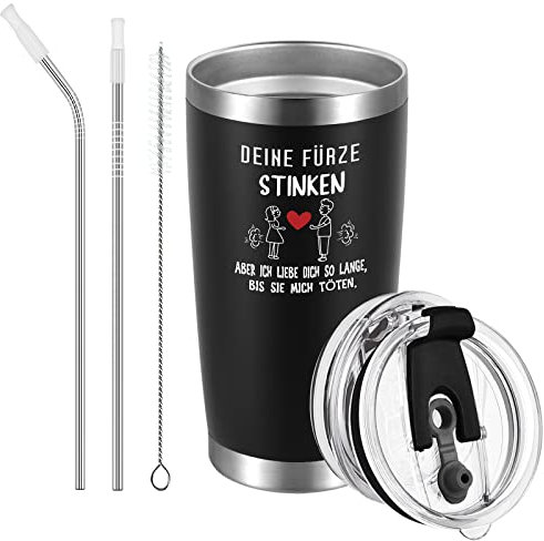 Livole Besondere Valentinstag Geschenke für Ihn, Lustige Geschenke für Männer, Geburtstagsgeschenk für männer, Tasse mit Spruch - Deine Fürze Stinken - 20oz Camping Becher, 600ml Kaffeebecher to go