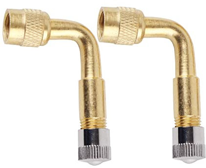 Confezione da 2 valvole di estensione a 90 gradi in rame Adattatore valvola ad angolo Estensione valvola auto Valvola pneumatico Estensione valvola ad angolo per auto moto moto scooter