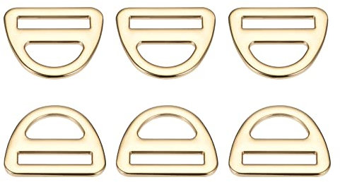 sourcing map 6Stk. Metall Dreieck Schnalle D Ring Versteller Dreieck mit Stange für Rucksäcke Handtasche 9/10 Inch golden