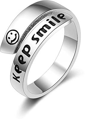 Bellitia Jewelry 925 Sterling Silber Mode Verstellbare Buchstaben Ringe für Damen Frauen, Inspirierende Ringe mit Kreuz Design