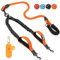 Eyein Doppelleine für 2 Hunde, Hundeleine für große Hunde, Flexible und reflektierende verhedderungsfreie Hundeleine mit 2 gepolsterten Griffen für Hund von 11 bis 68 kg (Orange)