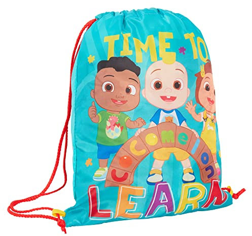 CoComelon Turnbeutel mit Kordelzug, für Jungen und Mädchen, JJ PE Kit, Turnbeutel, Trainer, Schwimmtasche, Kindergarten Rucksack, blau / rot, Einheitsgröße