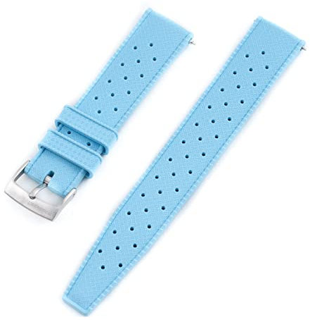 StrapHabit FKM Gummi-Uhrenarmband mit Schnellentriegelung, tropischer Stil, 18 mm, 19 mm, 20 mm, 21 mm, 22 mm, Hellblau, 20 mm