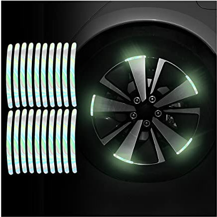 CGEAMDY 20 Stück reflektierende Rad Felgenstreifen Aufkleber, Reflektierende Felgenaufkleber Selbstklebende wasserdichte Universal für Motorrad Auto Fahrrad(Bunt)