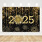 MEHOFOND 2,1 x 1,5 m Schwarz und Gold 2024 Neujahr Hintergrund Cheers to 2024 Fotografie Hintergrund Hello 2024 Tropfende Glitzer Punkte Feuerwerk Uhr Dekor Zeit bis 2024 Silvester Kuchen Smash Foto