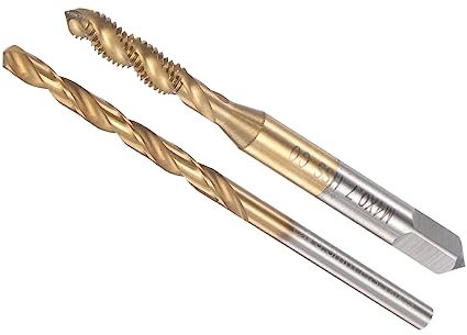 CoCud Spiral Nuten Gewindebohrer und Bohrer Bit Set M4 x 0.7 Gewinde 3.3mm Bohrer Durchmesser Ti-beschichtet Maschinenschraube und Drehbohrer Werkzeug - (für Gewindeschneiden) 1Set