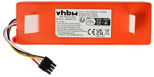 vhbw Akku kompatibel mit Roborock S50, S51, S55, S6, T60, T65, C10, E20, E25, T4, T61RR, T70, T71RR Staubsauger (5200 mAh, 14,4 V, Li-Ion)