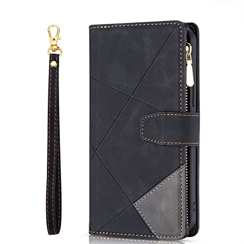 ZCDAYE Hülle für Samsung Galaxy S24 Ultra mit Kartenhalter Geldbörse, Leder Samsung Galaxy S24 Ultra Handyhülle Handytasche Schutzhülle Case mit Handschlaufe für Samsung S24 Ultra, Schwarz
