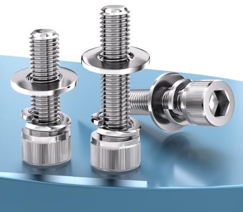 M12 x 20 (10 pezzi) di viti a testa esagonale, kit assortito di bulloni esagonali, rondelle, set di viti per macchina in acciaio inossidabile 18-8 (304), DIN912