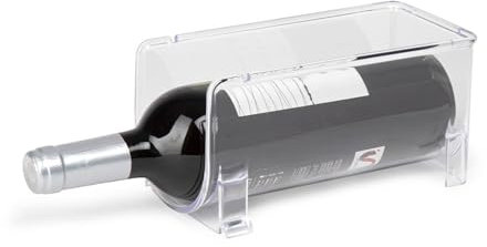KROWN - Organizador de Botellas 10x10x20cm, Botellero Apilable Transparente, Botellero Vino Nevera, Botellero Encimera, Almacenamiento Botellas, Porta Botellas Apilable (1 Porta Botella)