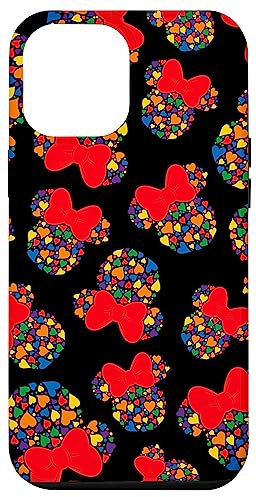 iPhone 12 Pro Max Disney Minnie Mouse Icon Rainbow Hearts Black Case