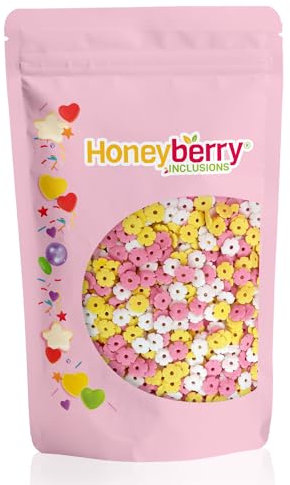 HONEYBERRY INCLUSIONS Mixed Flowers Sprinkles 200g - Premium Edible Decorating Flower Shaped Natural Sprinkles for Baking, Cupcake and Cake Decorations, Ice Cream, Dessert and Icing Decoration Toppers