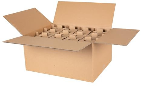 Paxit - Gläserkartons 10 Stück, Verpackungsmaterial Karton für 12 Gläser, Sicheres Kartons Versand für Transport, Versand Kartons für Glas, Solide und Stark Pakete für Versand