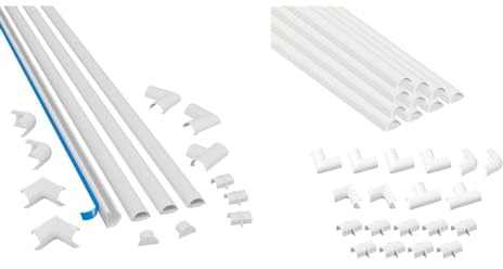 D-Line Micro+ Cable Trunking 4-Meter Pack, Half Round Cable Cover, Paintable & Micro+ Cable Trunking 4-Meter Pack, Half Round Cable Cover, Paintable