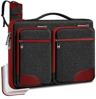 HSEOK Housse pour Ordinateur Portable 15 15,6 16, Mallette de Protection pour Les Déplacements Domicile-Travail et Les Voyages D'affaires，Rouge